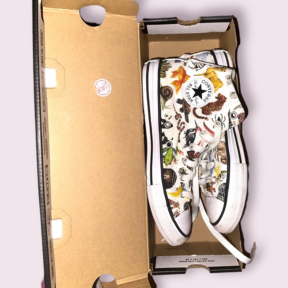 Converse CTAS Kids “Science Class” Animal Print High Top Shoes Size 3 Youth